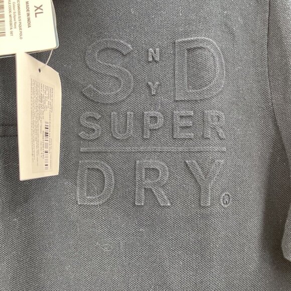 Superdry‎ Men's Classic Embossed Pique Polo shirt Size XL Black - Picture 5 of 10